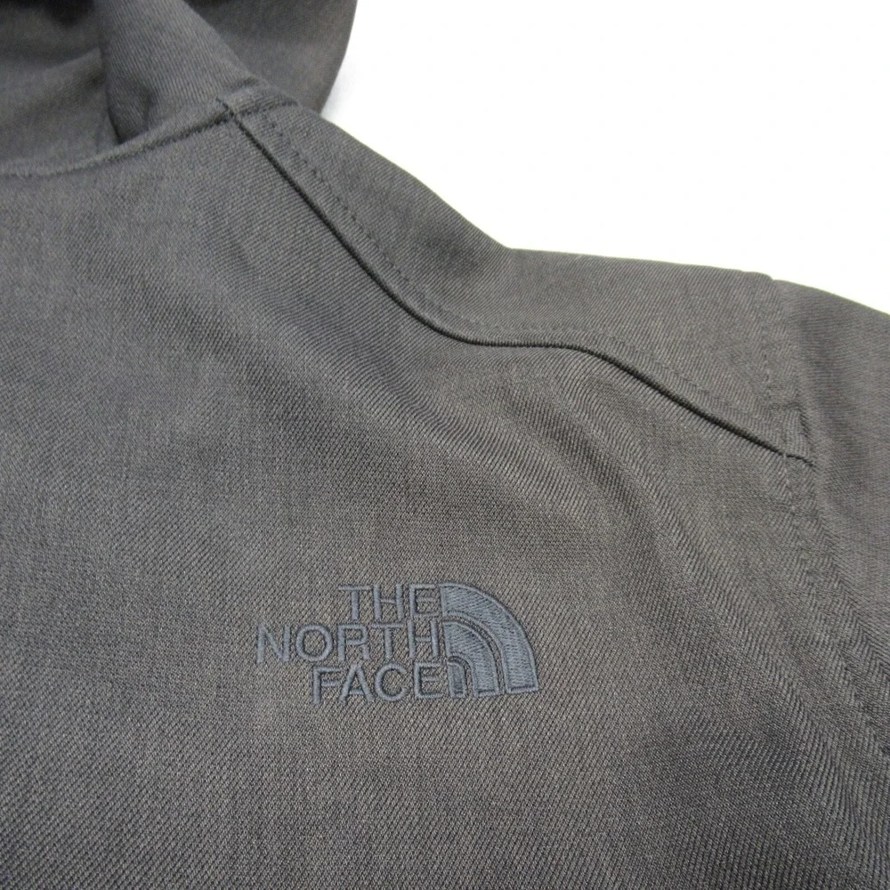 North Face Jacket Men Medium Dark Brown Pocket Hood Full Zip Hiking Soft Shell